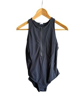 Flagpole NYC Stella One-Piece Swimsuit Size M Black Front Zip Athletic Bodysuit